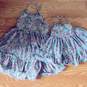 Boho flower Janie and Jack matching summer girls straps dresses 5T and 6-12M